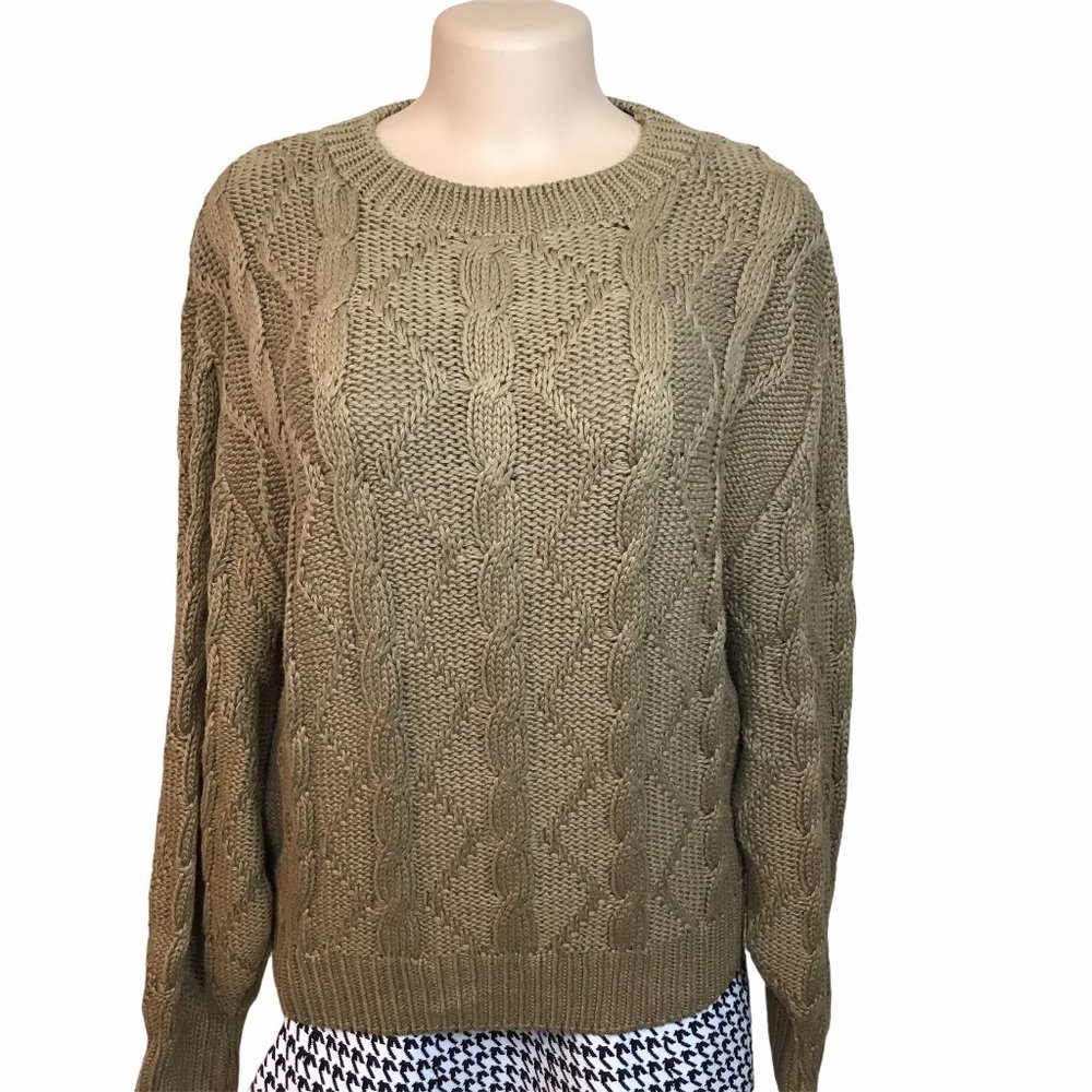 ACA Joe Olive Cable Knit Sweater NWOT